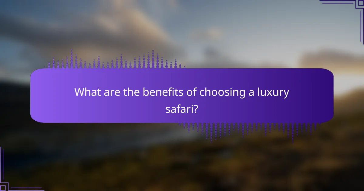 What are the benefits of choosing a luxury safari?