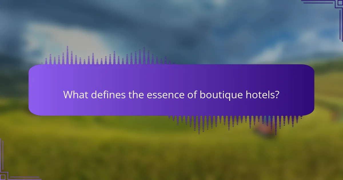 What defines the essence of boutique hotels?