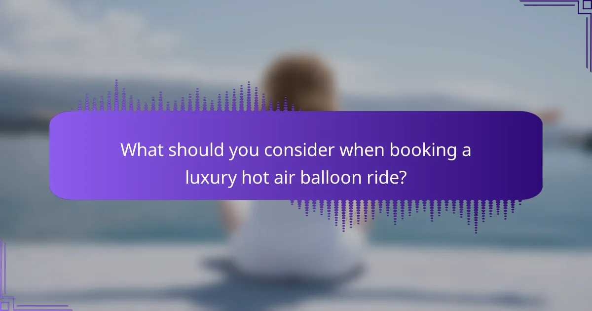 What should you consider when booking a luxury hot air balloon ride?