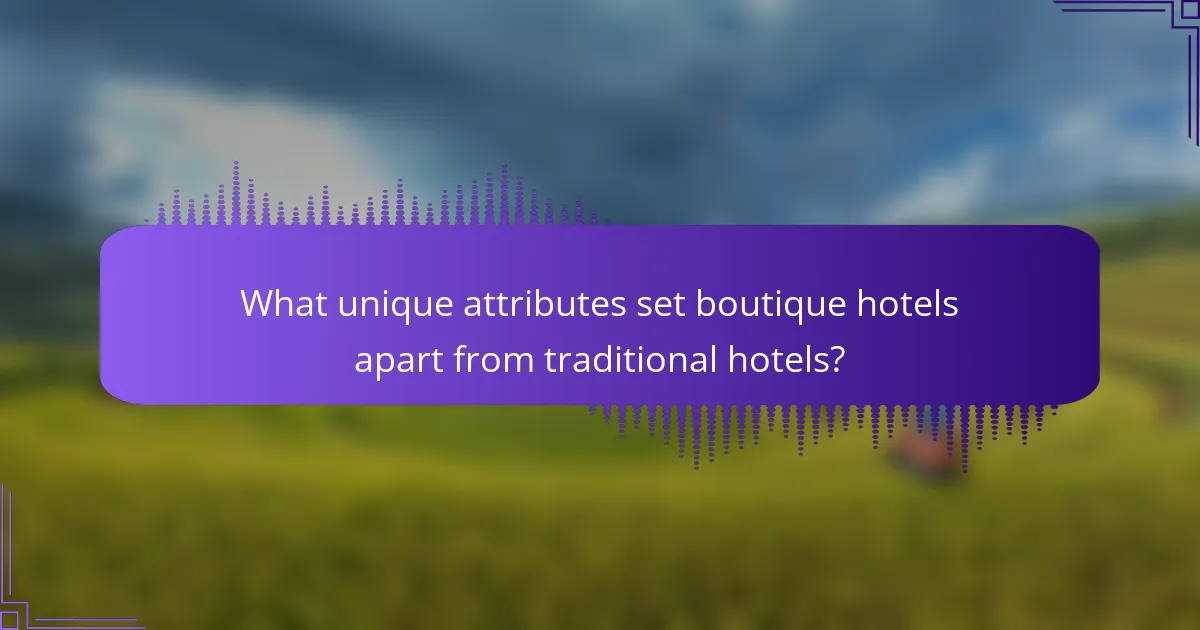 What unique attributes set boutique hotels apart from traditional hotels?